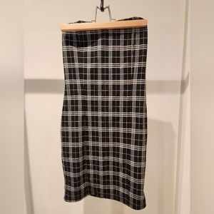 Black Plaid Strapless Mini Dress